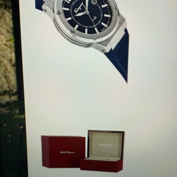 Ferragamo Men's F-80 Watch Classic Blue Leather Strap Blue Dial 42mm & Watch Box - Picture 13 of 13